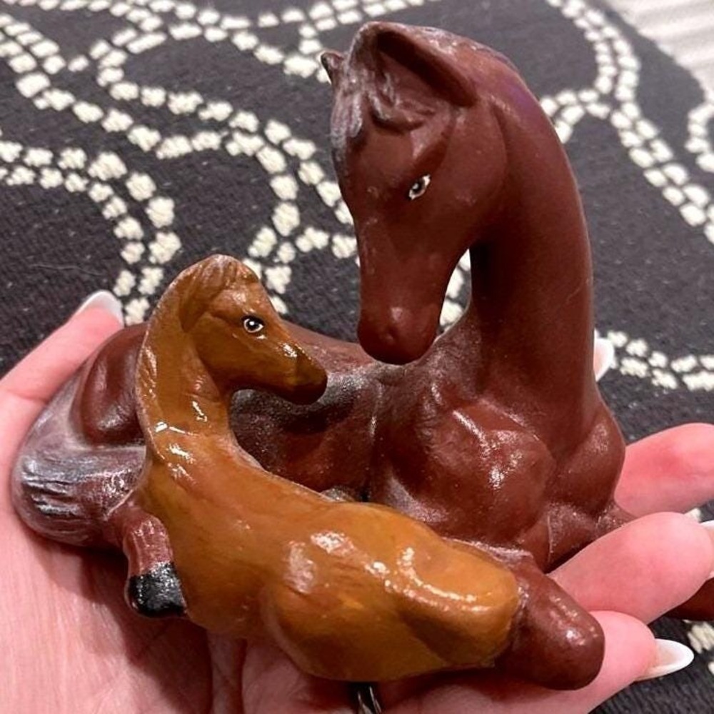 Vintage Foal Sculpture Horse And Foal Handcrafted